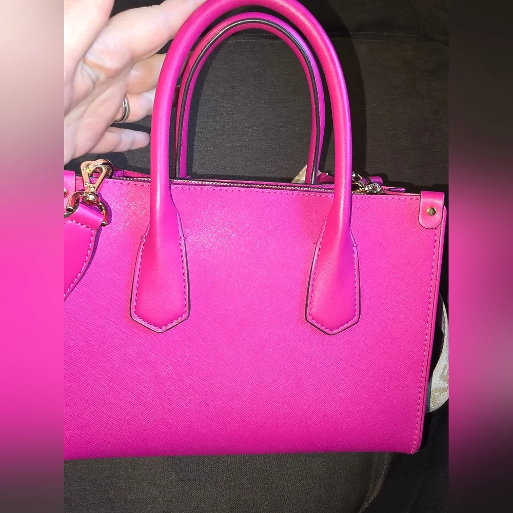 Michael Kors Maple Small Satchel In Dragonfruit Pink